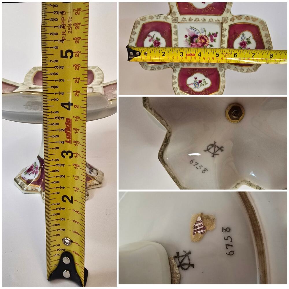 Camille Naudot Porcelain Footed Plate Tidbit Dish Cake French Antique Floral - Picture 11 of 11